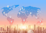 Social Media Communication Internet Network Connection City Skyscraper View World Map Background 48369 11693