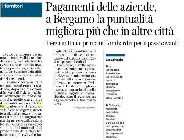 CRIBIS 210609 CORRIERE BG