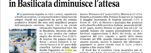 CRIBIS 210521 GAZZETTA DEL MEZZOGIORNO BASILICATA