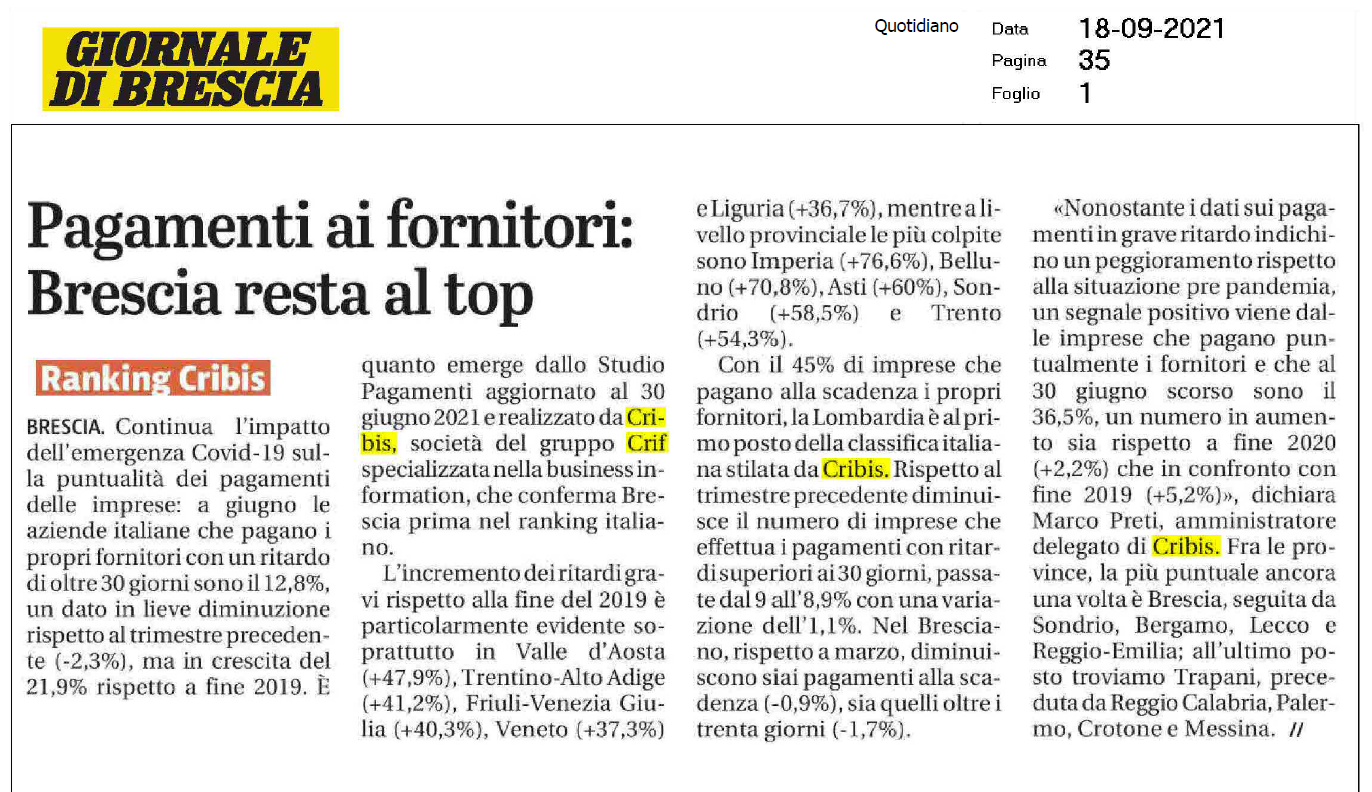 Giornale Brescia Pagamenti