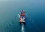 Aerial View Container Cargo Ship Sea